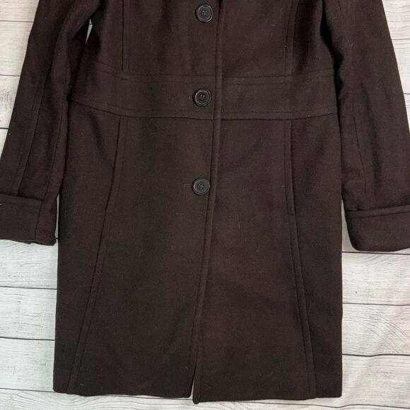 Marc New York Women's Dark Brown Cashmere Blend Mid-Length Winter Coat Size 8 - Picture 6 of 12